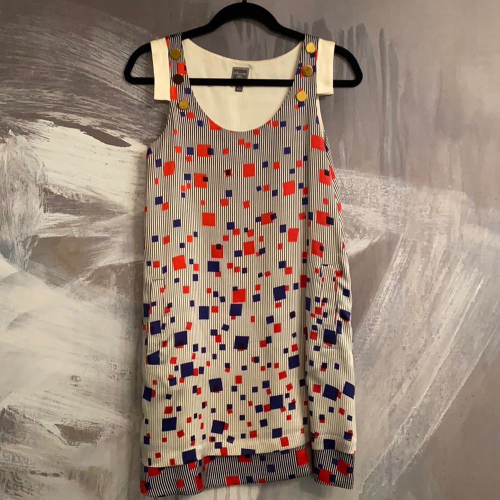 Seventy Two Changes Dress | Silk | Red+White+Blue | Pockets | Size 0